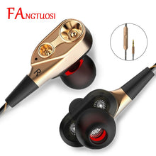 Load image into Gallery viewer, FANGTUOSI Dual Drive Stereo earphone In-ear Headset Earbuds Bass Earphones For iPhone huawei Xiaomi 3.5mm earphones With Mic